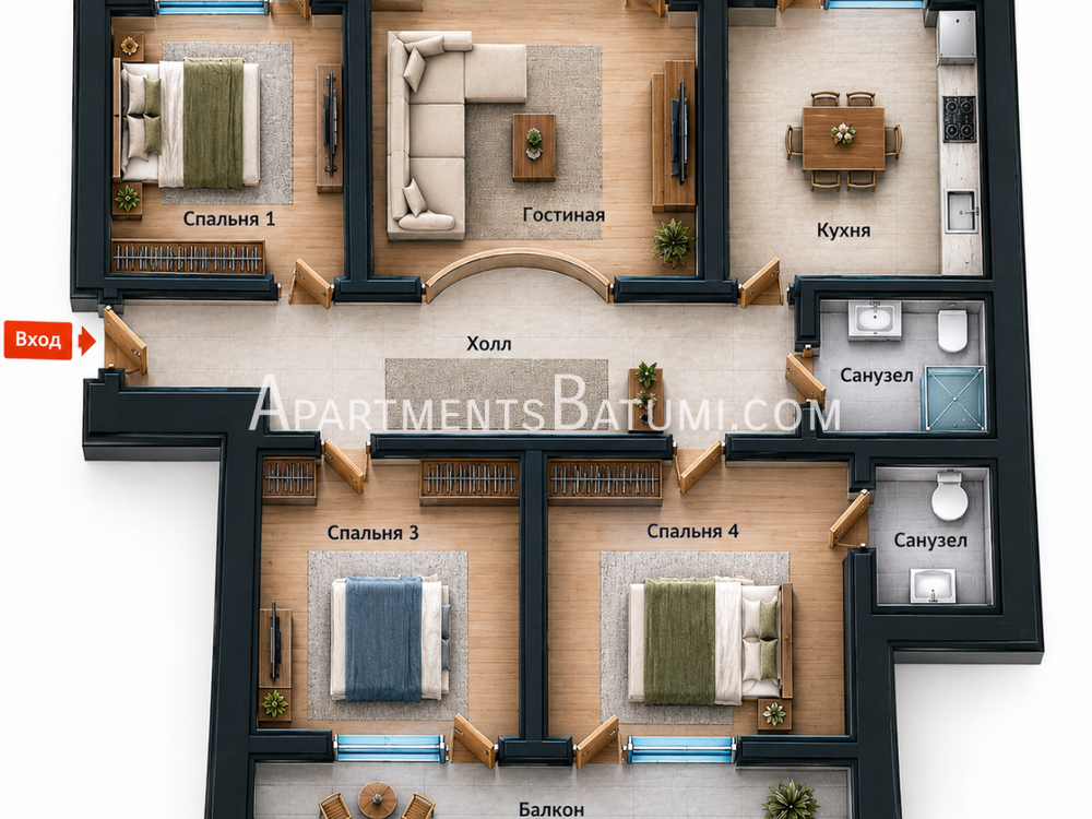 Продажа 4-комнатной 154 м²  Вид на море